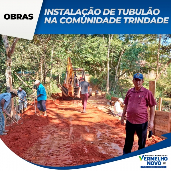 Prefeitura instala tubulão ARMCO para acesso na estrada da comunidade da trindade.