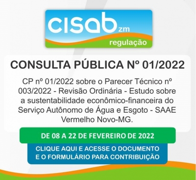 Está aberta a Consulta Pública para apresentação de sugestões e críticas sobre a Revisão Tarifária do Saae. Basta acessar o link no SAIBA MAIS.